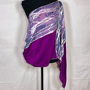 Purple Silk Scarf Top Asymmetrical One Shoulder Beaded Y2K Fairy Festival Top